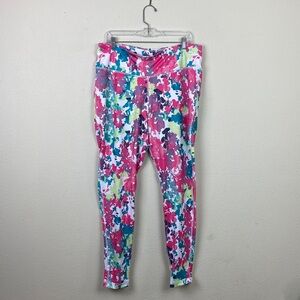 ZELOS | White Floral Watercolor Print Athletic Leggings 2X